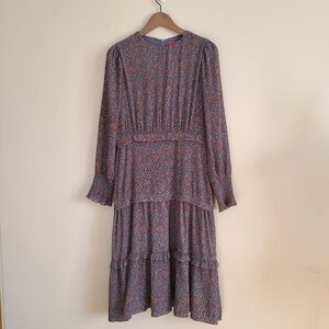 MDRN Floral Tiered Victorian Boho Long Sleeve Midi Dress Size XS